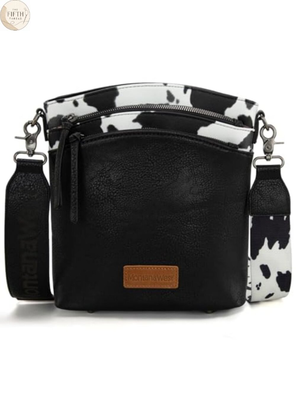 Multi Zip Pocket Crossbody Bag with Adjustable Guitar Strap